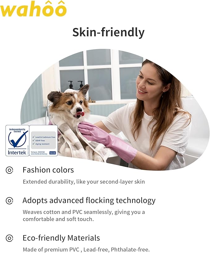 wahoo Skin-Friendly Cleaning Gloves, Reusable Dishwashing Gloves - Image 3