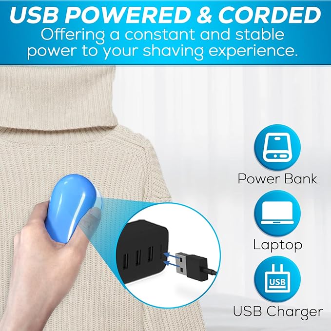 Fabric Shaver Lint Remover, AW union USB Powered Lint Shaver Efficiently Remove - Image 3