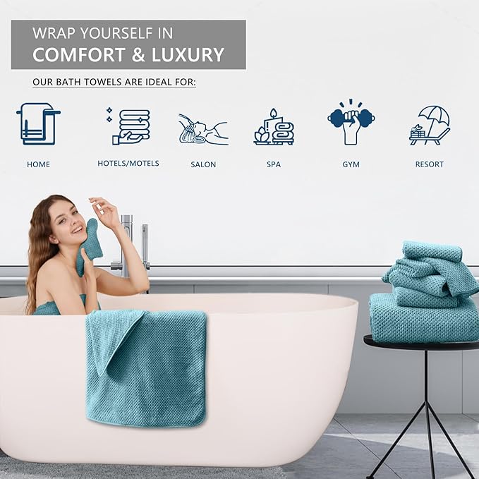 Extra Large Bath Towel Set of 4, Oversized Bath Sheet Super Soft Highly - Image 6
