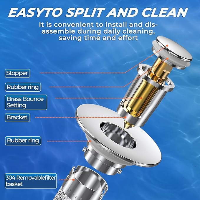 Sink Stopper Hair Catcher, Pop-up Sink Drain Strainer - Image 6