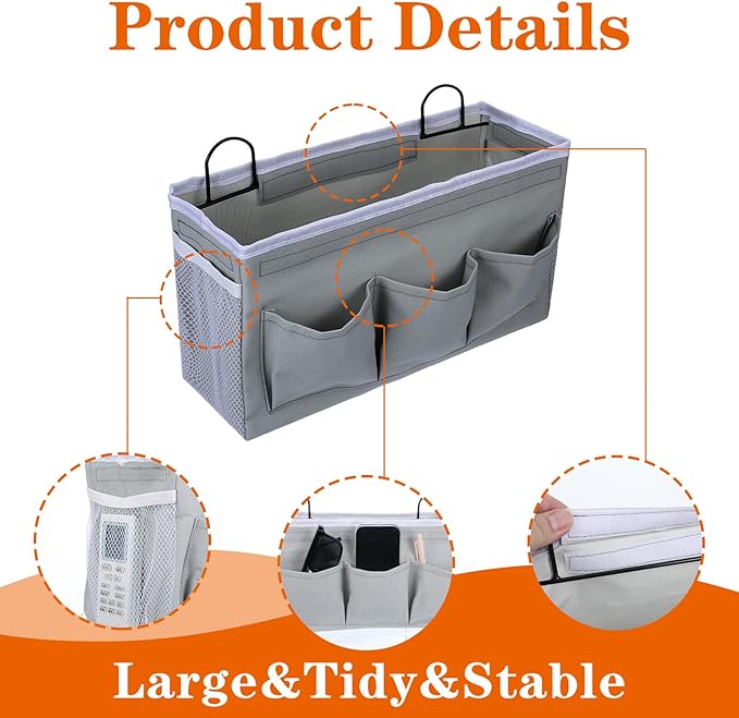 4pcs 3-pockets Wall Hanging Storage Bag, Bedside Caddy Organizer Bags, Bed - Image 4