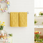 Artoid Mode 2 Pcs Yellow 3D Rabbit Jacquard Easter Hand Towels - Image 2