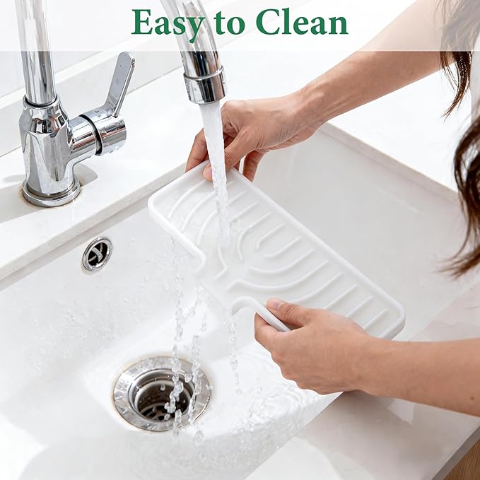 GUUKIN Sponge Holder for Kitchen Sink, 9.8"×4.9" Silicone Dish Drying Mat - Image 4