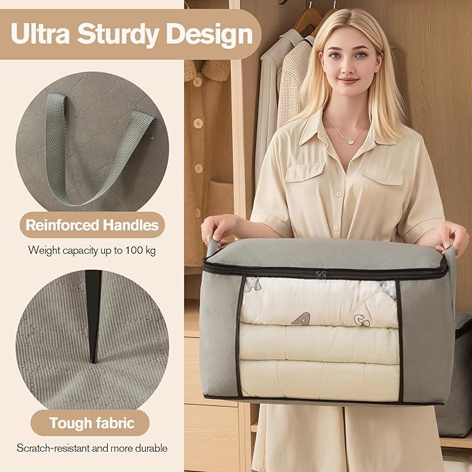 Large Storage Bags, Clothes Storage Bins Foldable Closet Organizers Storage - Image 4