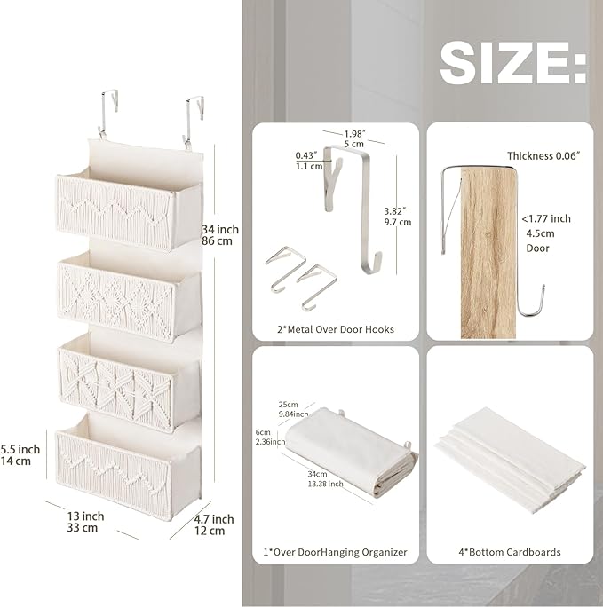 ANTIS'S HOME Nursery Over The Door Organizer Boho Decor Nursery Storage - Image 3