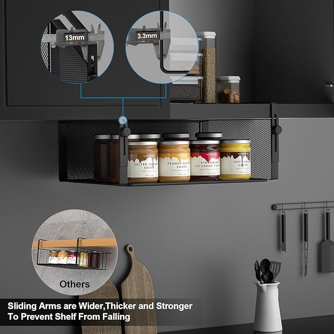 2Pack Under Shelf Basket Organizer, Adjustable Hanging Holder - Image 4