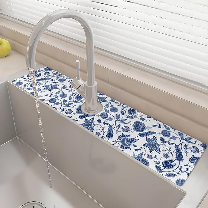 24" X 5.5" Kitchen Sink Splash Guard Faucet Mat Flora Super Absorbent Fast by Unknown