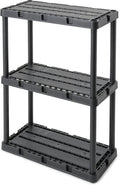 Gracious Living 4 Pack Light Duty Storage Shelves, Knect-A-Shelf 3-Shelf Ventilated Shelving Rack Organizer for Home, Garage, Basement, Laundry, Black by GraciousLiving