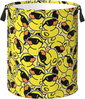 Cute Rubber Ducks With Funny Sunglasses Laundry Hamper Bag With Waterproof Liner by Unknown