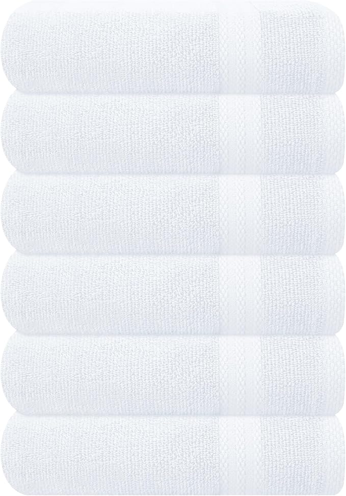 GLAMBURG Ultra Soft 6-Piece Hand Towel Set 16x28-100% Ringspun Cotton by GLAMBURG