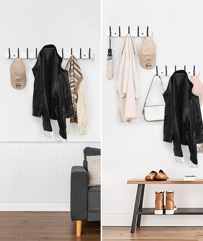 Coat Rack Wall Mount, 16.5 Inches Wood Coat Hooks Wall Mount, Wall Coat Rack - Image 6