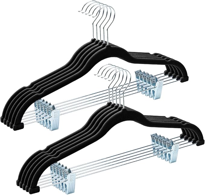 HOUSE DAY Velvet Hangers with Adjustable Clips 10 Pack, Non-Slip Suit Organizer by HOUSEDAY
