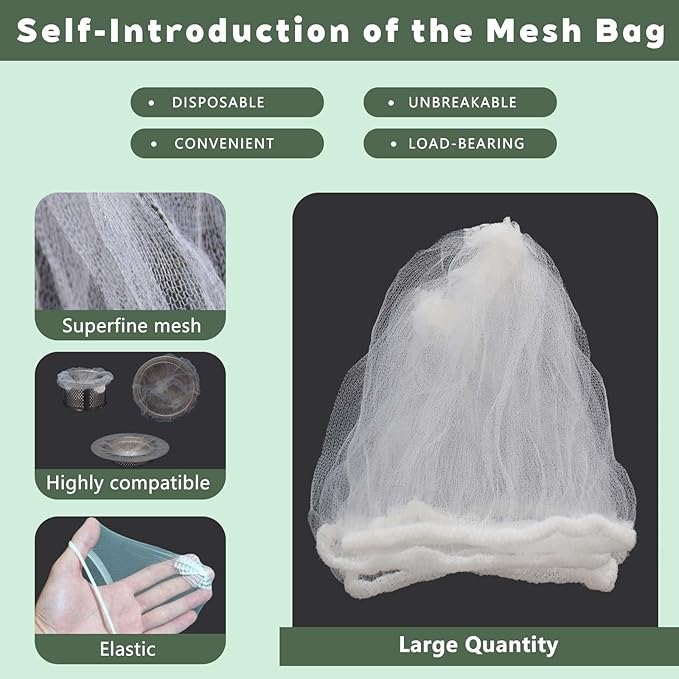 200 PCS Disposable Kitchen Sink Strainer Mesh Bags, Anti Clogging Elastic - Image 4