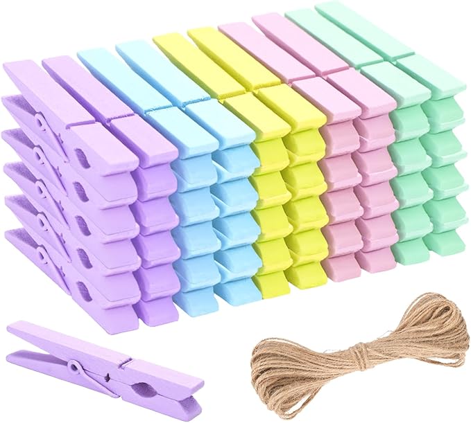 KINGLAKE Macaron Colored Clothespins Wooden by KINGLAKE