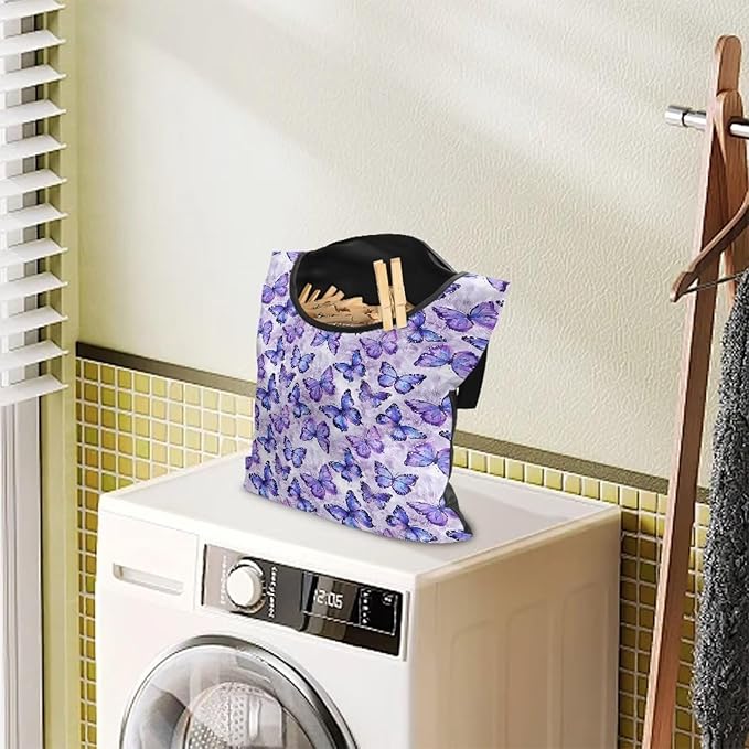 2 Pcs Butterfly Purple Clothespin Bag - Image 3