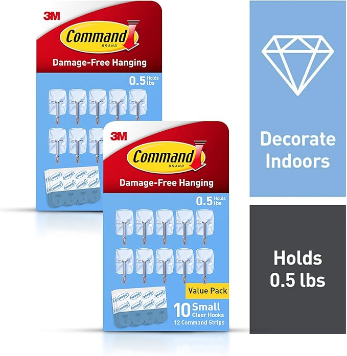 Command Small Clear Wire Toggle Hooks, Damage-Free Adhesive - Image 2