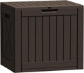 Flamaker Resin Deck Box 40 Gallon Waterproof Outdoor Indoor Storage Box Imitation Wood Resin for Patio Furniture Garden Tools and Pool (Deep Brown) by Flamaker