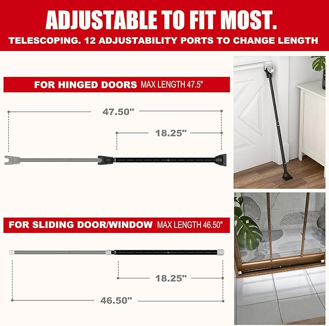 SECURITYMAN 2-in-1 Door Security Bar & Sliding Patio Door Security Bar via - Image 3