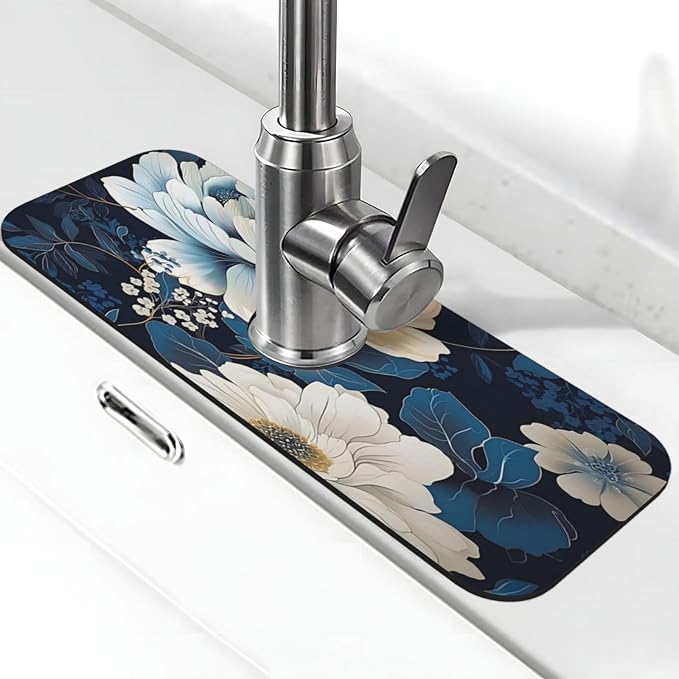 Unique Flower Pattern Kitchen sink faucet pad, strong water absorption by Unknown