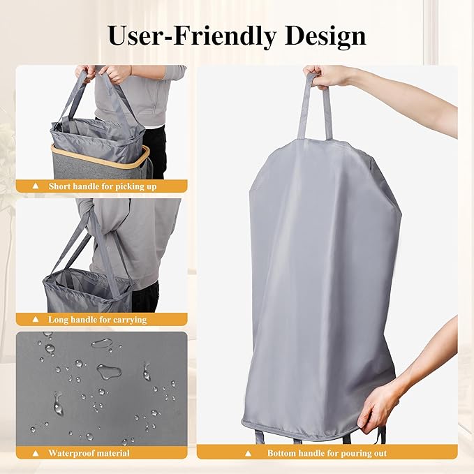 Slim Laundry Hamper, 60L Waterproof Narrow Laundry Basket - Image 4