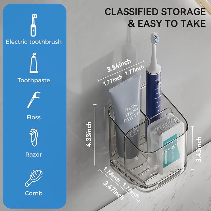 Toothbrush Holders for Bathrooms, 3 Slots Detachable Electric Toothbrush Holder - Image 2