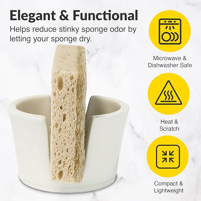 Elevated Lifestyle Ceramic Sponge Holder – Sink Caddy Organizer, Decorative - Image 2