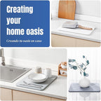 Quick Dry Stone Drying Mat for Kitchen Counter, Water-Absorbent Diatomaceous - Image 4