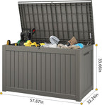 Outdoor Storage Box, Resin Deck Boxes Indoor and outdoor, Waterproof Storage Box Lockable Lid (Grey,270 Gallon) - Image 2