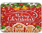 Christmas Gingerbread Holly Berry Santa Bell Dish Drying Mat by BOENLE-WELCOMEYOURCOMING