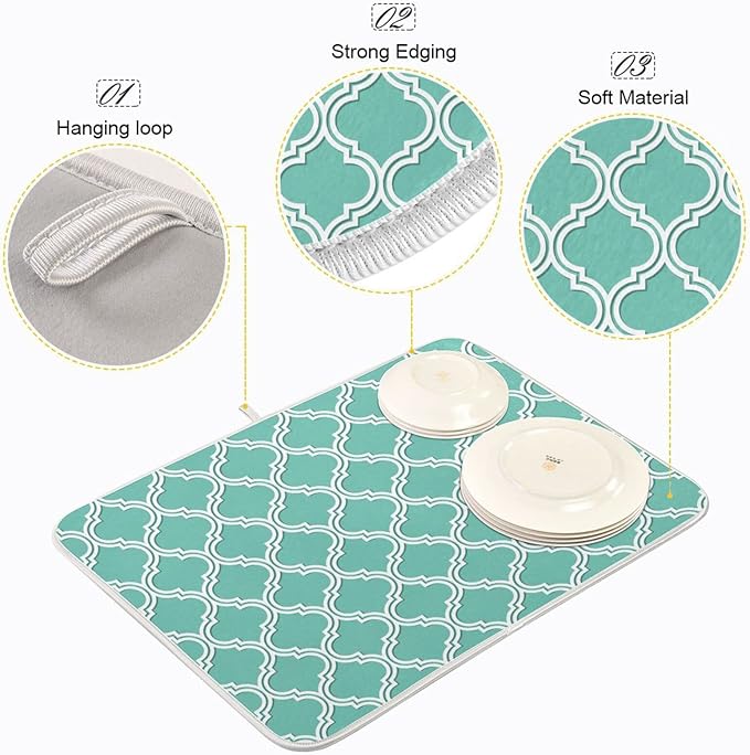 Super Absorbent Dish Drying Mat, Microfiber Fast-Drying Dish Mat, Kitchen Dish - Image 4