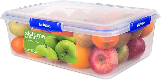 Sistema KLIP IT PLUS Food Storage Containers | 7.5 L Rectangle | Stackable & by Sistema