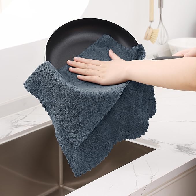 Homaxy 12 Pack Dish Towels for Kitchen, Super Soft and Absorbent Coral Velvet - Image 4