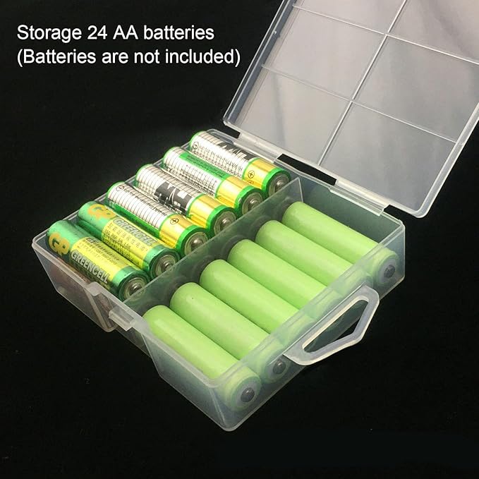 Heyiarbeit 24 x AA Battery Storage Case Holder Organizer Box Transparent - Image 3