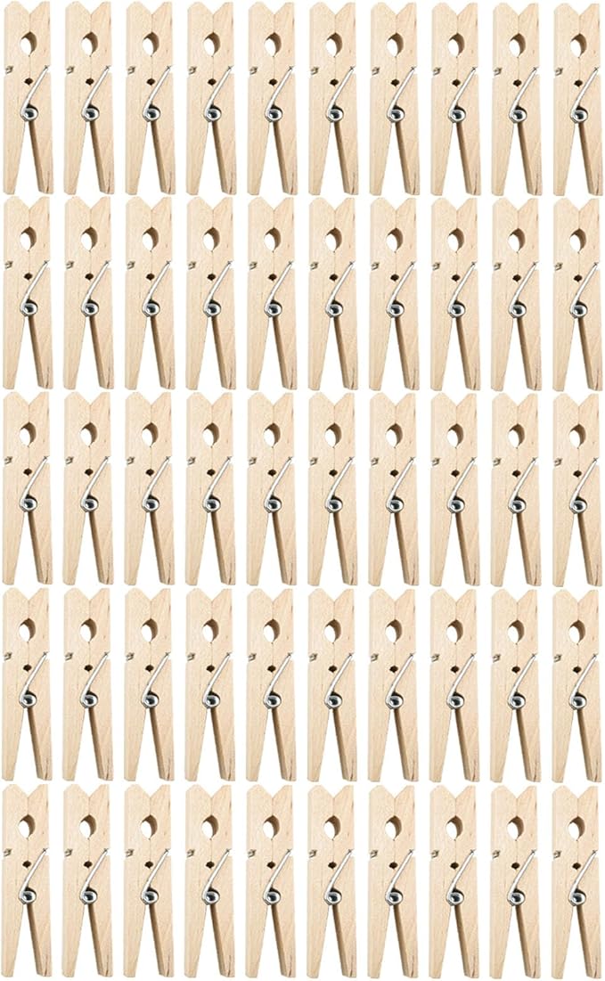 Wooden Clothes Pins, Natural Wood, 50 Pack, 3 Inch, Wooden Rust Resistant by DIAO79NI