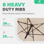 JEAREY 7.5FT Patio Umbrella Outdoor Table Umbrella with 6 Sturdy Ribs, Push Button Tilt & Easy Crank Table Umbrella for Garden, Deck, Backyard & Pool, Cream Beige - Image 4