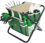 Garden Tool Set, 10 Piece Kit with Heavy Duty Folding Stool, Detachable Storage Tote Bag, Stainless Steel Tools, Gifts for Women Men Green - Image 9