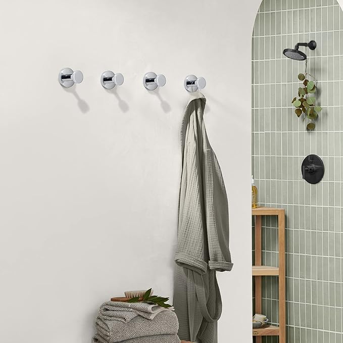 TUNNY 5 Pack Round Towel Hooks-Chrome Modern Coat Hooks Utility Shower Towel - Image 4