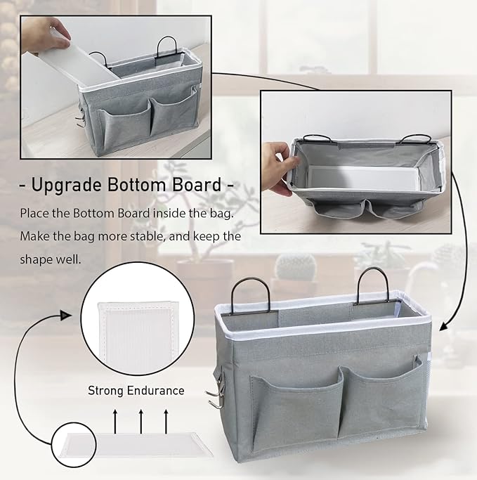 3pcs Middle Wall Hanging Organizer Bag, Linen Fabric Door Hanging Storage Basket - Image 3
