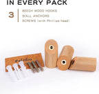 Wood Wall Hooks, 3 Pack Rustic Coat Hook Wall-Mounted, Decorative Hooks - Image 5