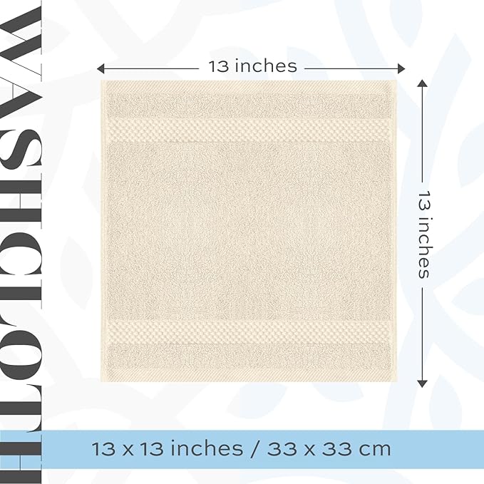 White Classic Luxury Cotton Washcloths 13x13 Inch - Image 4