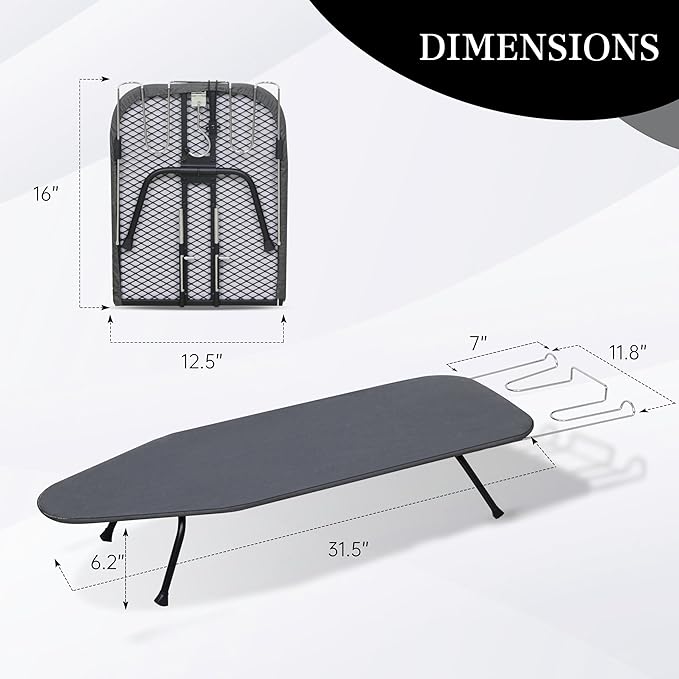 Metal Mesh Panel Tabletop Ironing Board | Foldable Iron Board | Heavy Duty - Image 6
