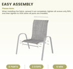 UDPATIO Patio Chairs Set of 2, Stackable Silver Outdoor Dining Chairs with High Back, Breathable Textilene Fabric Outdoor Chair All Weather, 350LBS Capacity for Garden, Backyard (Light Grey) - Image 8