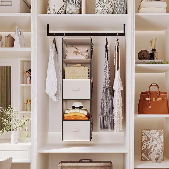 YOUDENOVA Hanging Closet Organizer, 5 Tier Hanging Closet Shelves - Image 2