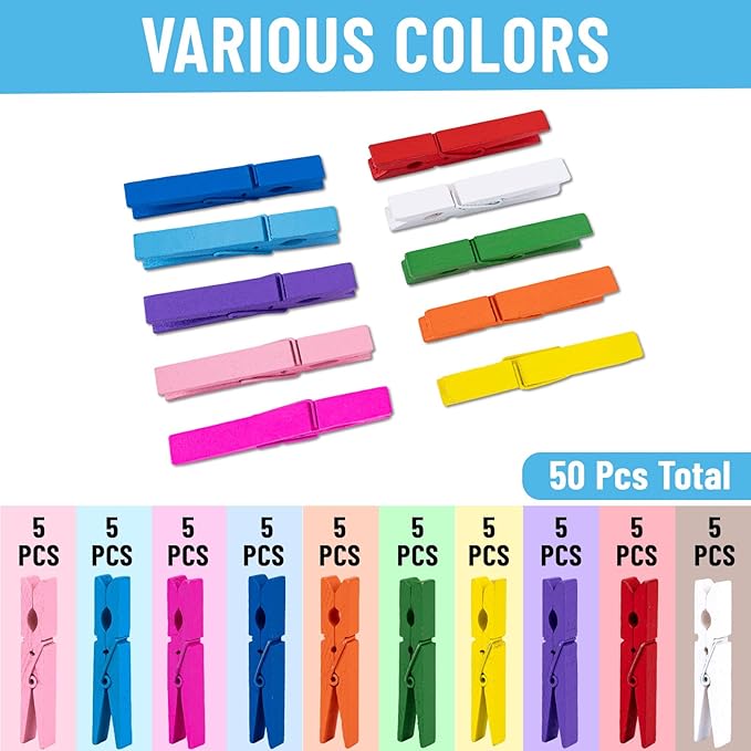 KINGLAKE Colored Clothes Pins Wooden - Image 3