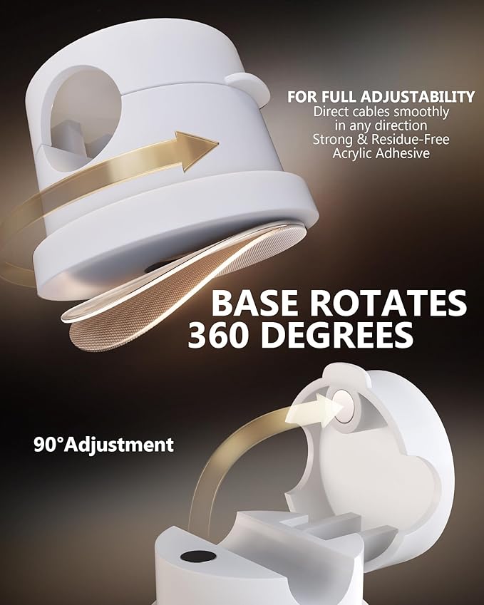 Magnetic Cable Clips 360° Rotation Cord Holder, 12 Pack Cord Organizer 1s Lock - Image 4