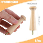 Xindojuz 8 PCS 3.3 Inch Wooden Shaker Pegs, Screw-on Solid Wooden Wall Hooks - Image 2