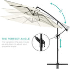 Best Choice Products 10ft Offset Hanging Market Patio Umbrella w/Easy Tilt Adjustment, Polyester Shade, 8 Ribs for Backyard, Poolside, Lawn and Garden - Ivory - Image 4