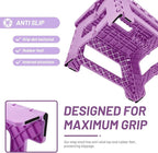 Delxo 9 inch Folding Step Stool, Non-Slip Foldable Small Stools Up to 300 LBS, Kids Step Stool with Handle Lightweight for Kitchen, Bathroom, Bedroom, Garden, Light Purple, 1PC - Image 3