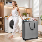 Laundry Basket with Wheels, Collapsible Laundry Baskets, Laundry Hamper with - Image 6