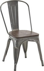 Nazhura Metal Dining Chair Farmhouse Tolix Style for Kitchen Dining Room Patio, 18 Inch, Stackable, Waterproof Indoor/Outdoor (Sets of 4) (Brushed Metal with Wood Padding) - Image 4